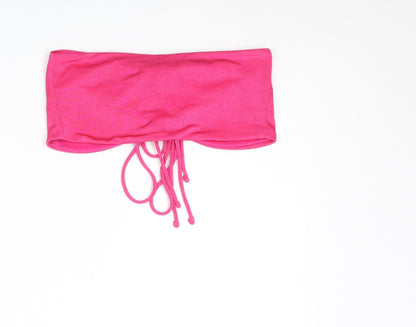 Monki Womens Pink Polyester Cropped Tank Size S Off the Shoulder