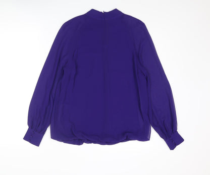 Phase Eight Womens Blue Polyester Basic Blouse Size 10 Round Neck