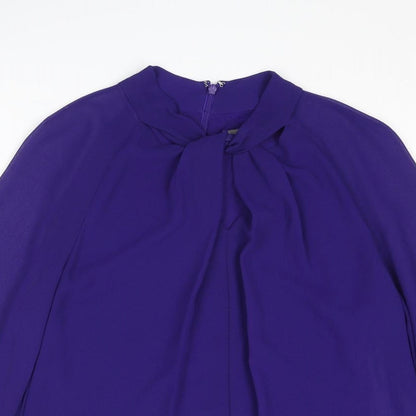 Phase Eight Womens Blue Polyester Basic Blouse Size 10 Round Neck