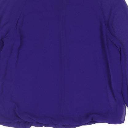 Phase Eight Womens Blue Polyester Basic Blouse Size 10 Round Neck