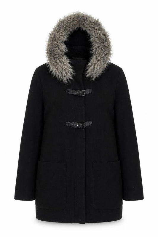 Mango Womens Black Overcoat Coat Size S Zip