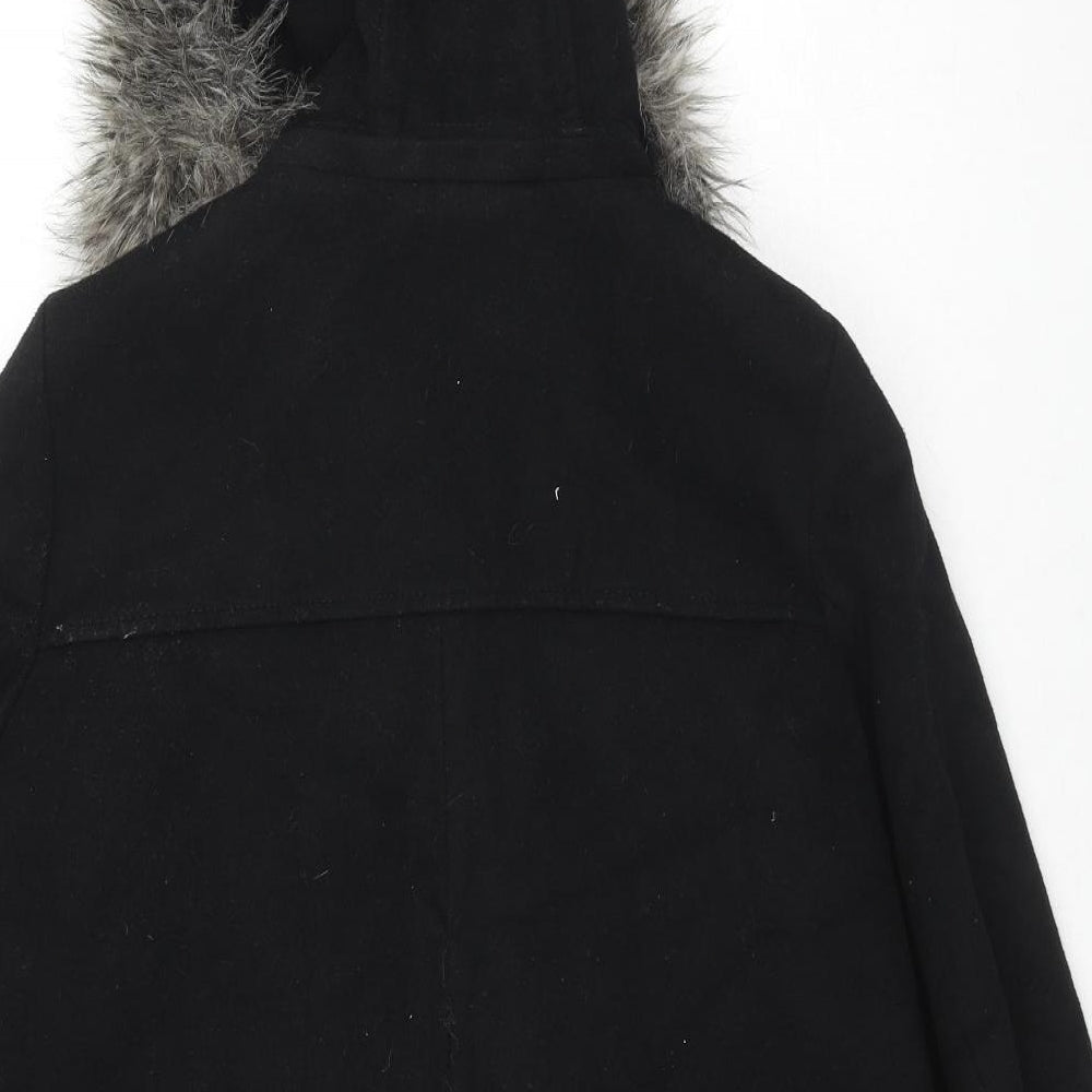 Mango Womens Black Overcoat Coat Size S Zip