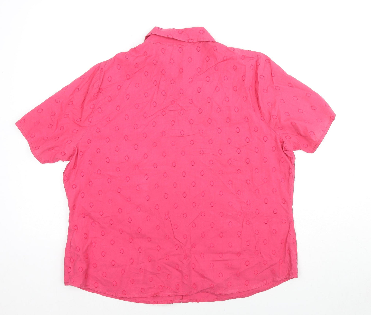 Classic Womens Pink Geometric Cotton Basic Button-Up Size 16 Collared