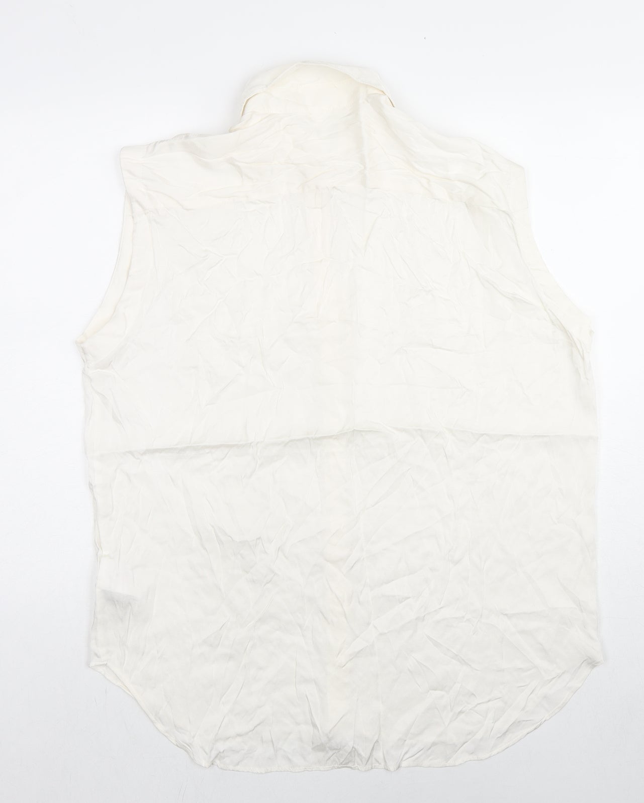 H&M Womens White Viscose Basic Button-Up Size M Collared