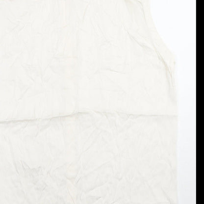 H&M Womens White Viscose Basic Button-Up Size M Collared