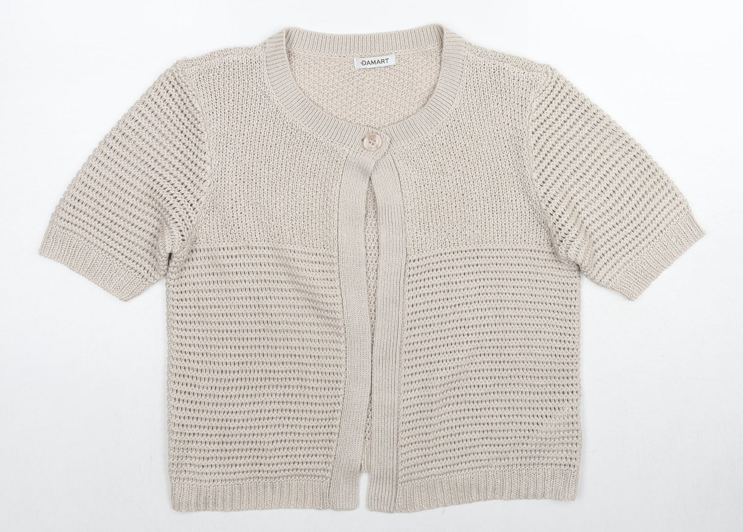 Damart Womens Beige Round Neck Acrylic Cardigan Jumper Size 10