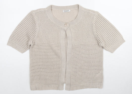 Damart Womens Beige Round Neck Acrylic Cardigan Jumper Size 10