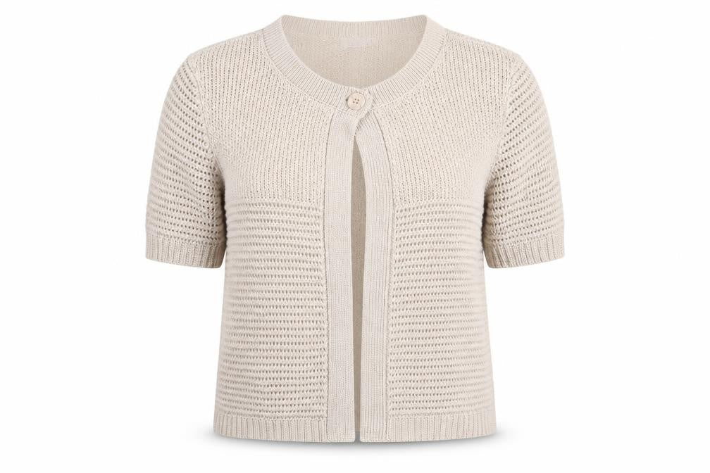 Damart Womens Beige Round Neck Acrylic Cardigan Jumper Size 10