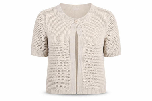 Damart Womens Beige Round Neck Acrylic Cardigan Jumper Size 10