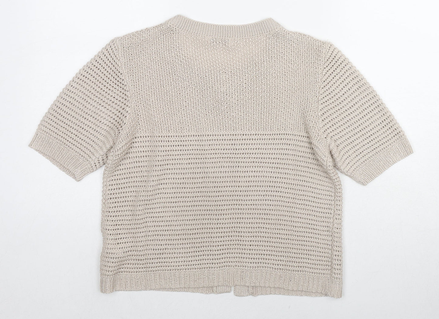 Damart Womens Beige Round Neck Acrylic Cardigan Jumper Size 10