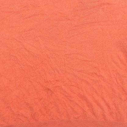 Marks & Spencer Womens Orange V-Neck Cotton Pullover Jumper Size M