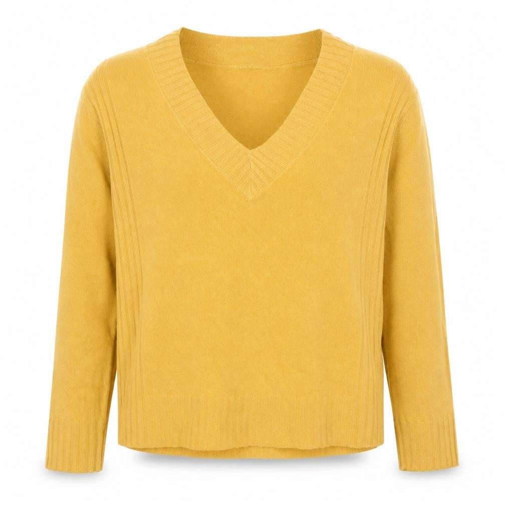 NEXT Womens Yellow V-Neck Acrylic Pullover Jumper Size 8