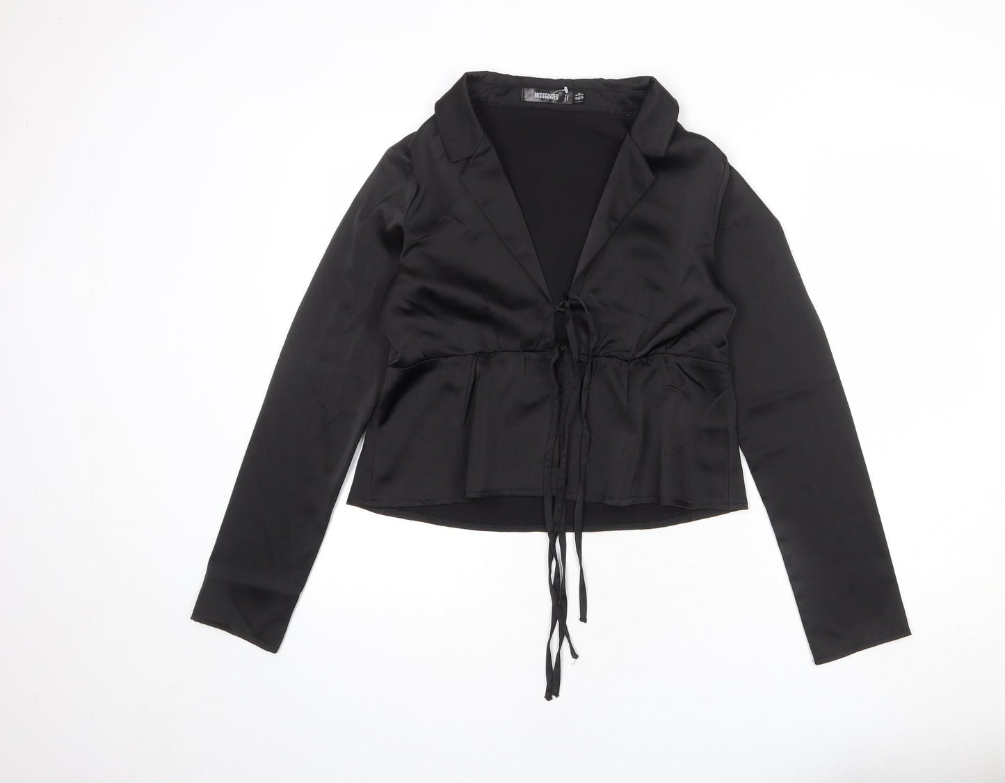 Missguided Womens Black Polyester Basic Blouse Size 8 Collared