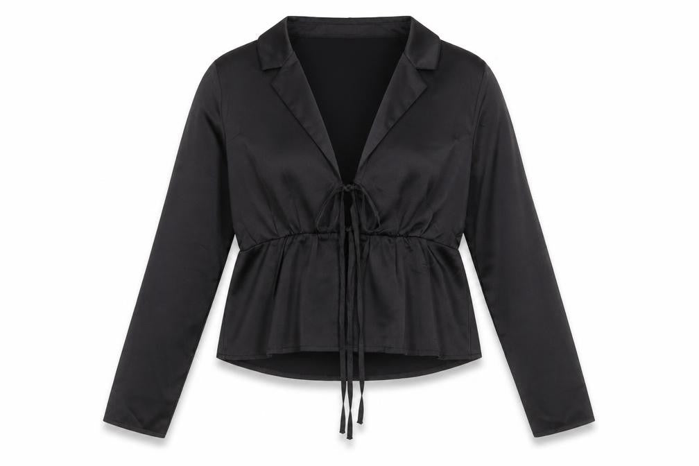 Missguided Womens Black Polyester Basic Blouse Size 8 Collared