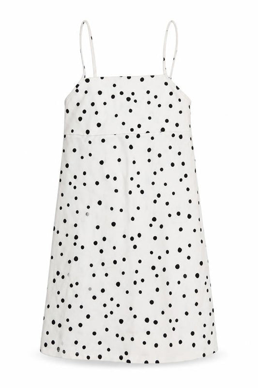 Zara Womens White Polka Dot Polyester Tank Dress Size S Square Neck Pullover