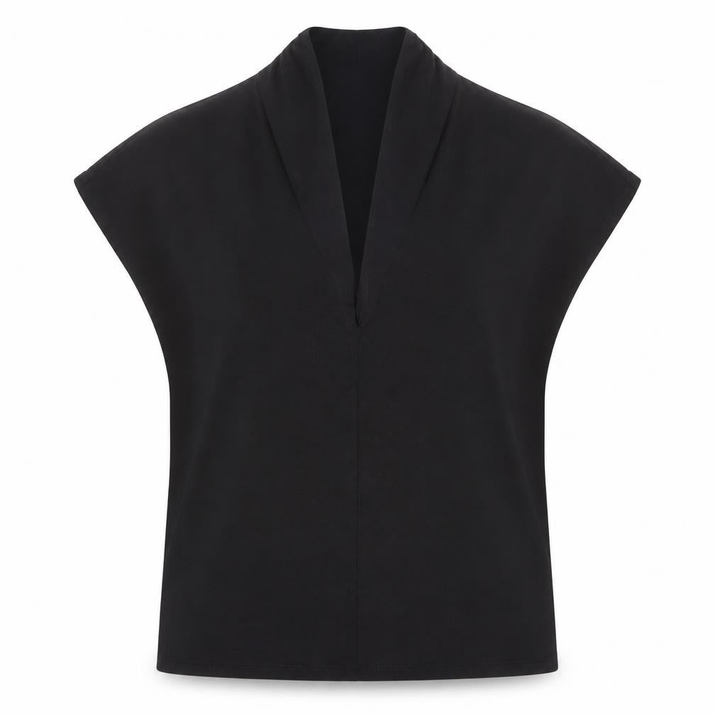 H&M Womens Black Polyester Basic T-Shirt Size M V-Neck