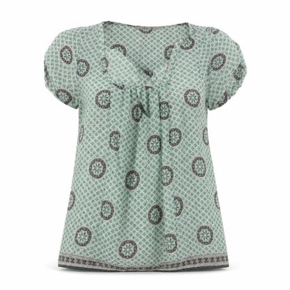 Zara Womens Multicoloured Geometric Polyester Basic T-Shirt Size S Square Neck