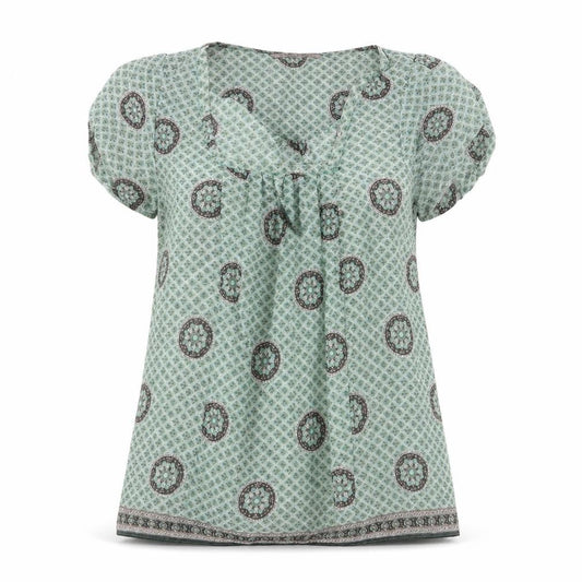 Zara Womens Multicoloured Geometric Polyester Basic T-Shirt Size S Square Neck