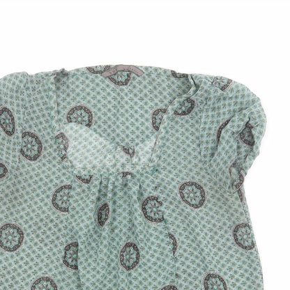Zara Womens Multicoloured Geometric Polyester Basic T-Shirt Size S Square Neck