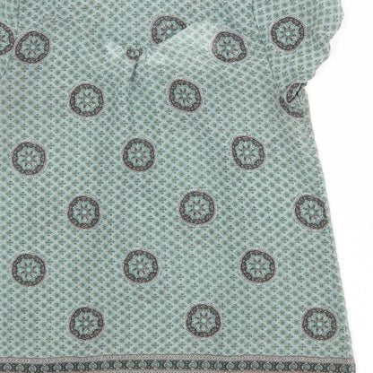 Zara Womens Multicoloured Geometric Polyester Basic T-Shirt Size S Square Neck