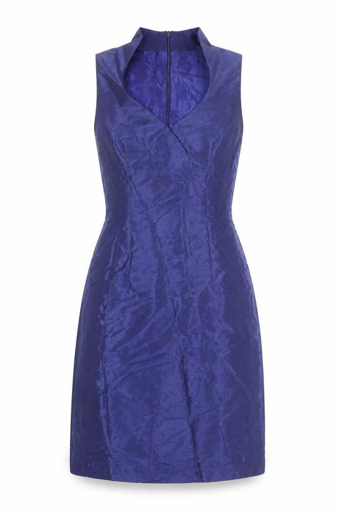 ginny Womens Blue Polyester Shift Size M V-Neck Zip