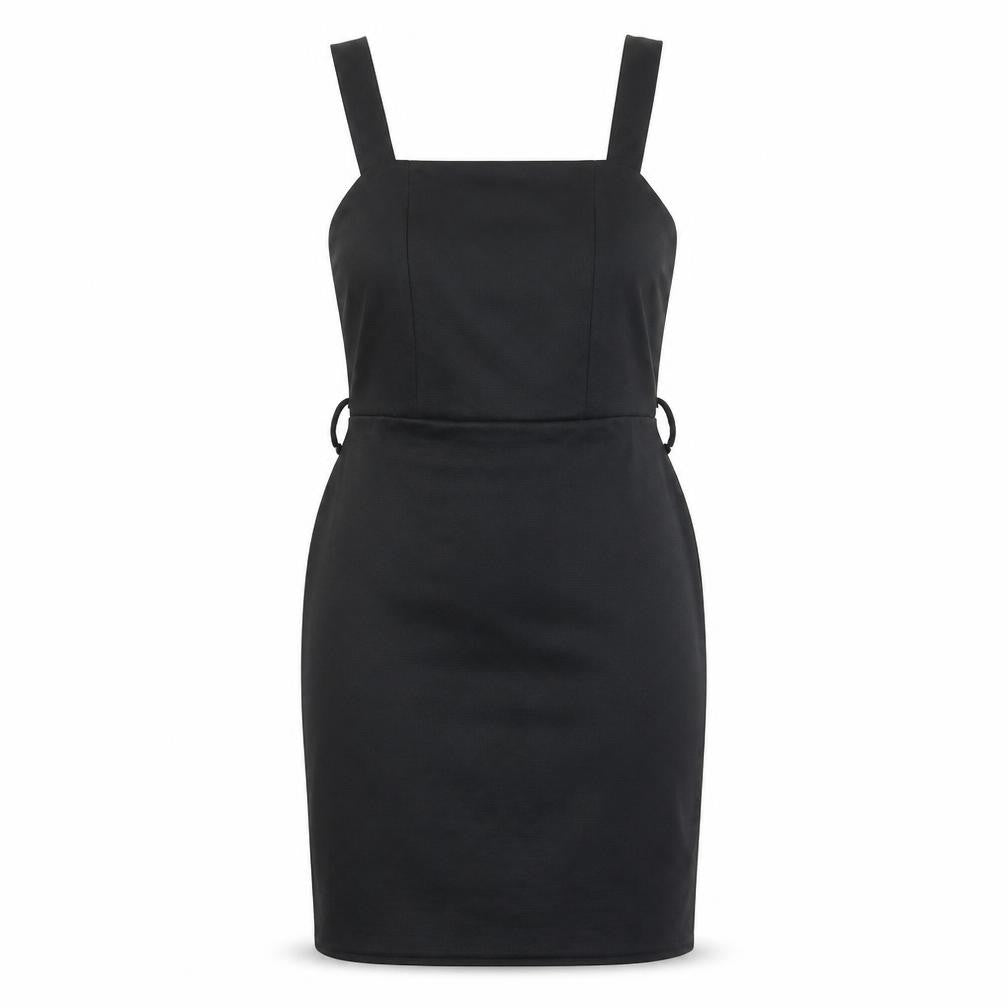 Select Womens Black Polyester Pinafore/Dungaree Dress Size 10 Square Neck Pullover
