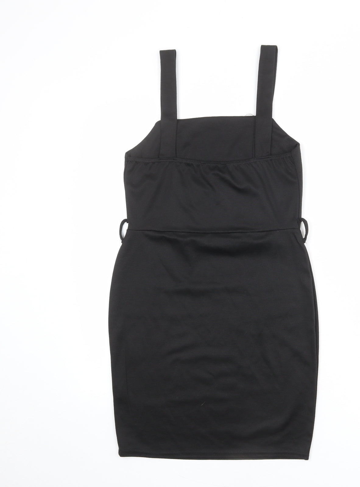 Select Womens Black Polyester Pinafore/Dungaree Dress Size 10 Square Neck Pullover