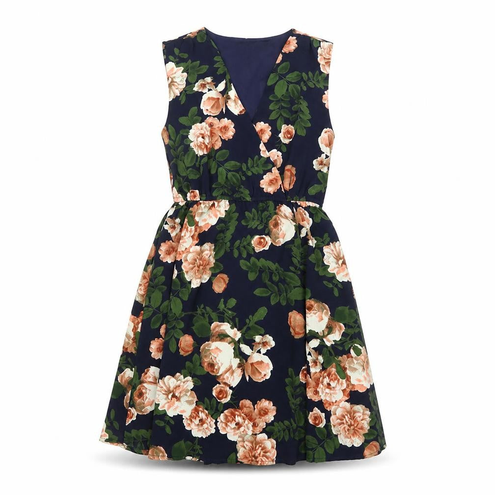 Mela London Womens Blue Floral Polyester Shift Size 8 V-Neck Pullover