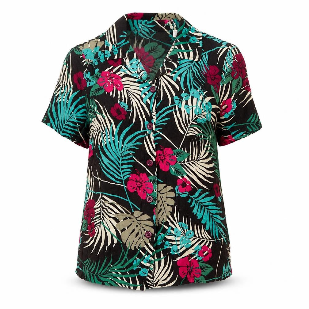 Croft & Barrow Womens Multicoloured Floral Viscose Basic Button-Up Size S Collared