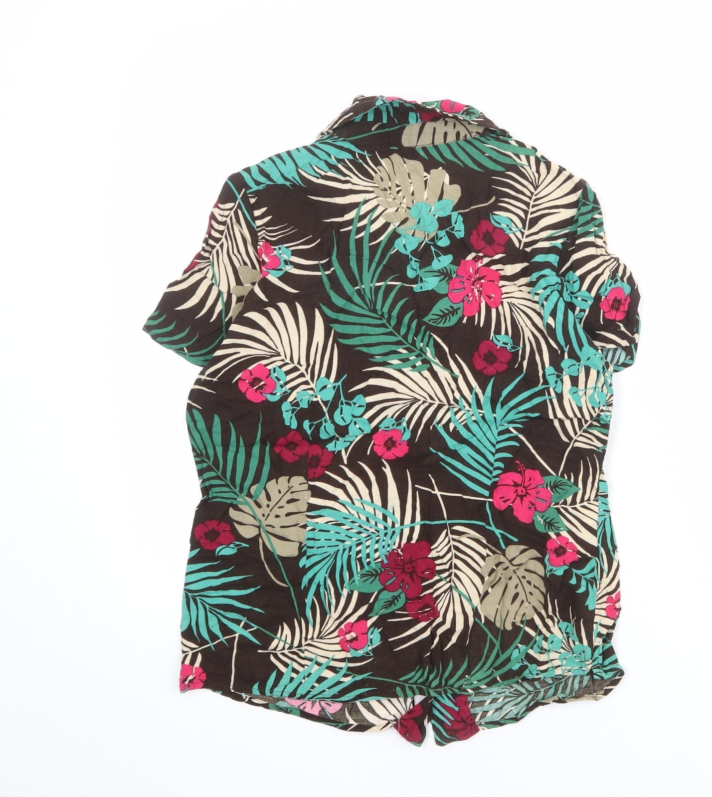 Croft & Barrow Womens Multicoloured Floral Viscose Basic Button-Up Size S Collared
