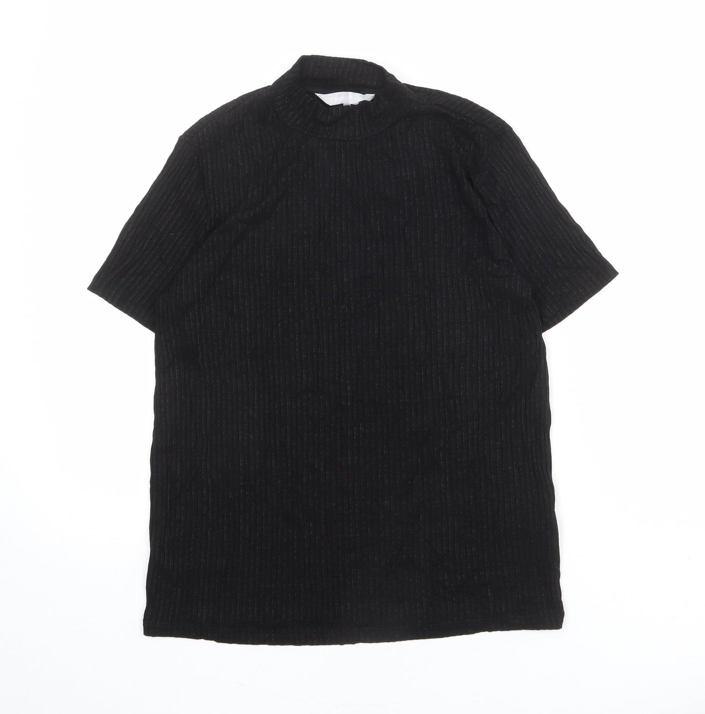 Red Herring Womens Black Viscose Basic T-Shirt Size 12 Mock Neck