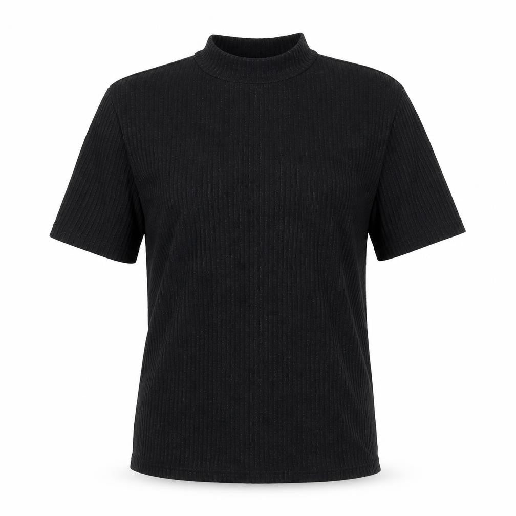 Red Herring Womens Black Viscose Basic T-Shirt Size 12 Mock Neck