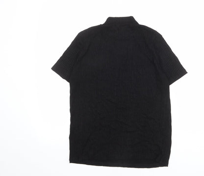 Back view of Red Herring women’s black viscose basic t-shirt, size UK 12, mock neck