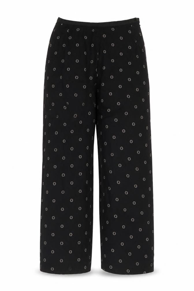St Michael Womens Black Geometric Viscose Trousers Size 8 L24 in Regular Zip