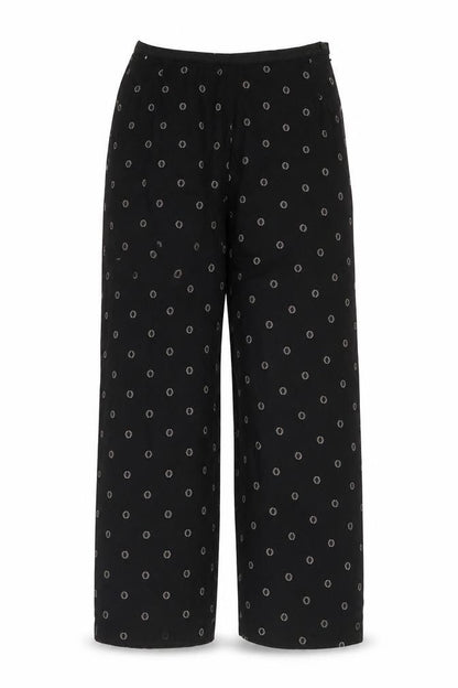 St Michael Womens Black Geometric Viscose Trousers Size 8 L24 in Regular Zip