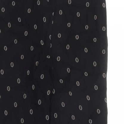 St Michael Womens Black Geometric Viscose Trousers Size 8 L24 in Regular Zip