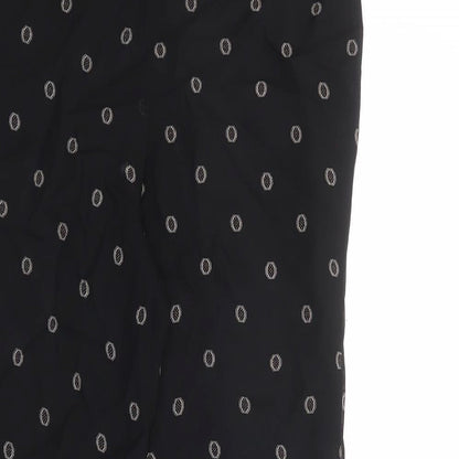 St Michael Womens Black Geometric Viscose Trousers Size 8 L24 in Regular Zip