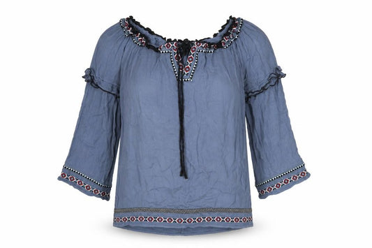 River Island Womens Blue Viscose Basic Blouse Size 8 Boat Neck