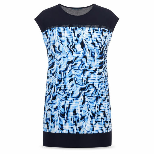 NEXT Womens Blue Geometric Polyester Shift Size 12 Round Neck Pullover