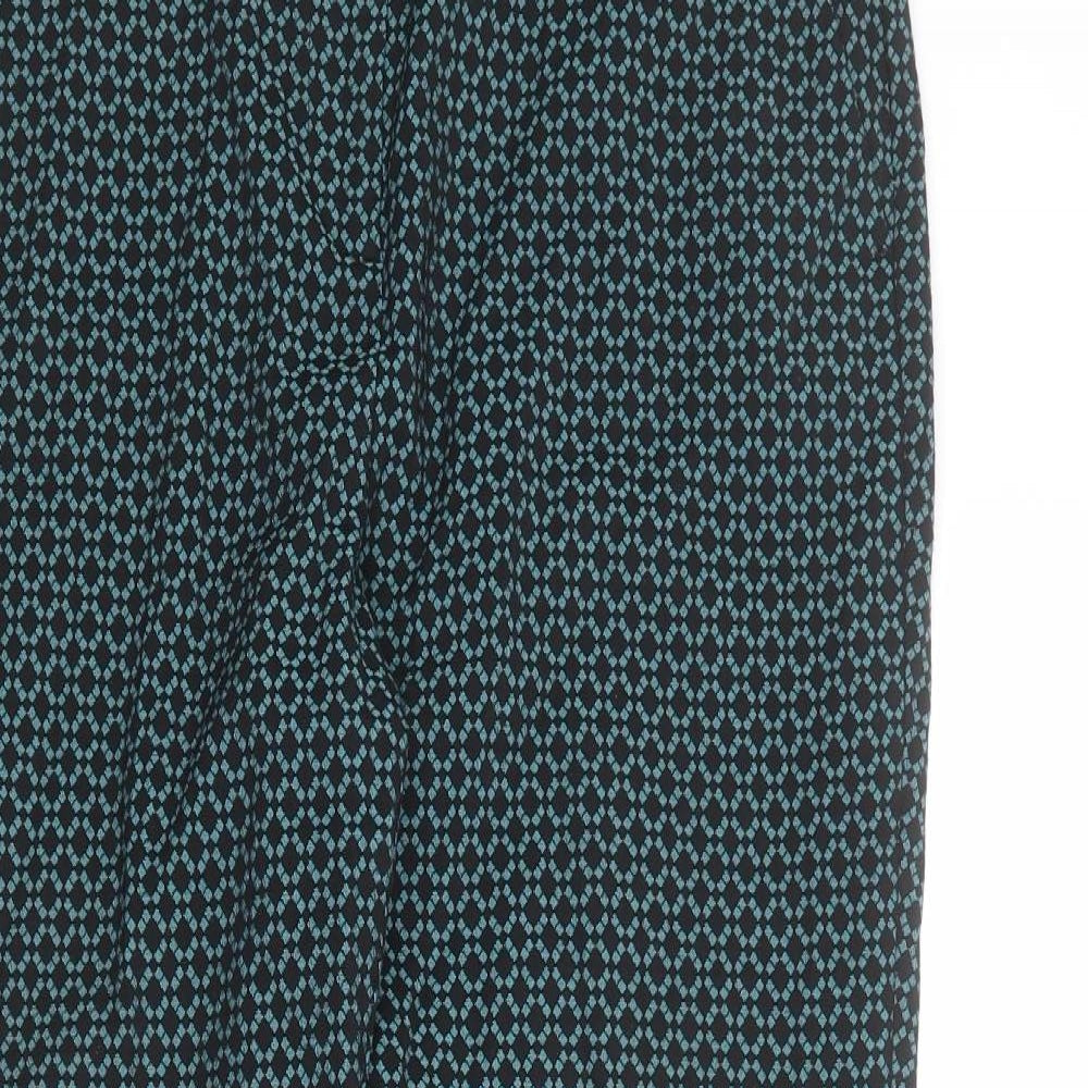 Marks and Spencer Womens Black Geometric Polyester Dress Pants Trousers Size 12 L24 in Regular Zip