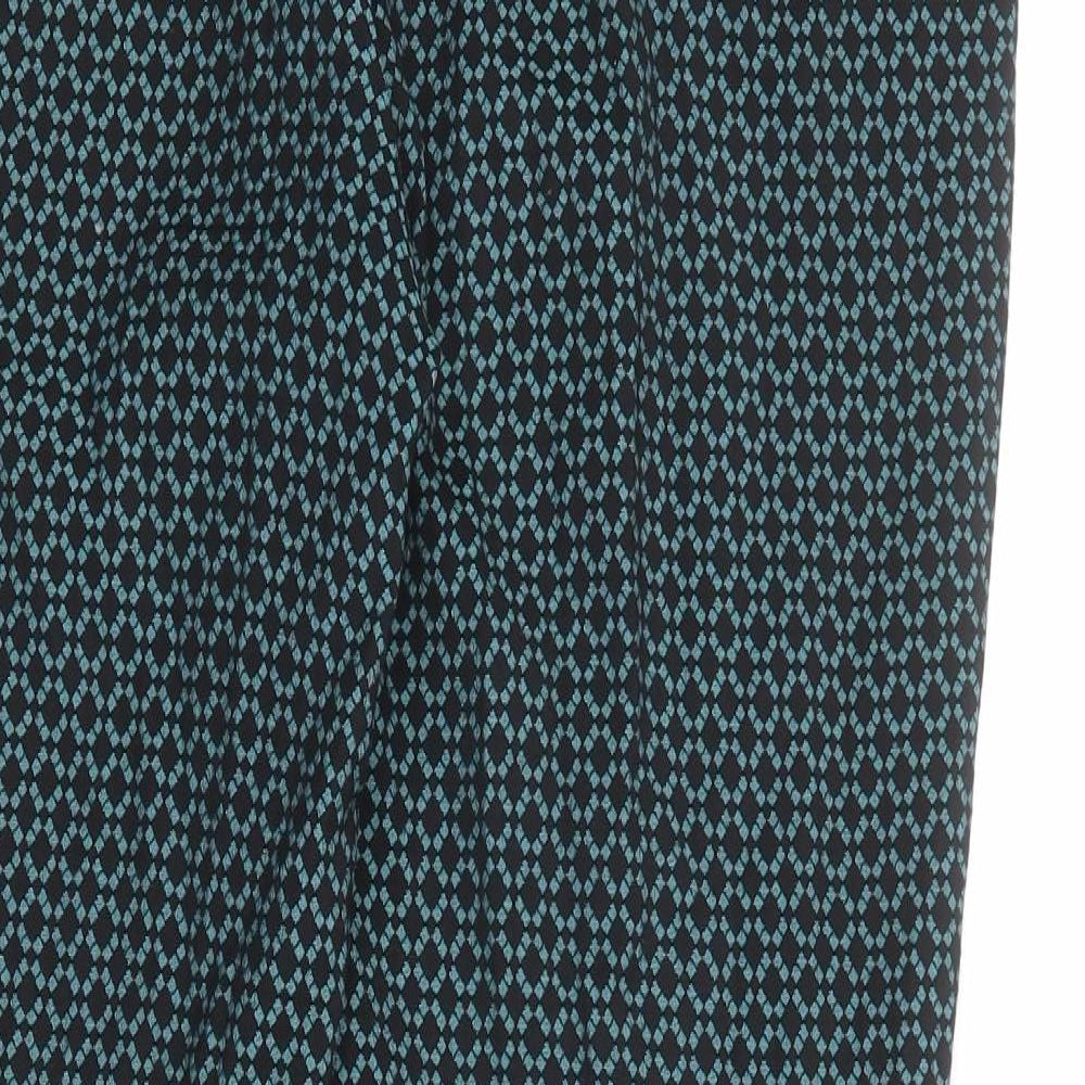 Marks and Spencer Womens Black Geometric Polyester Dress Pants Trousers Size 12 L24 in Regular Zip