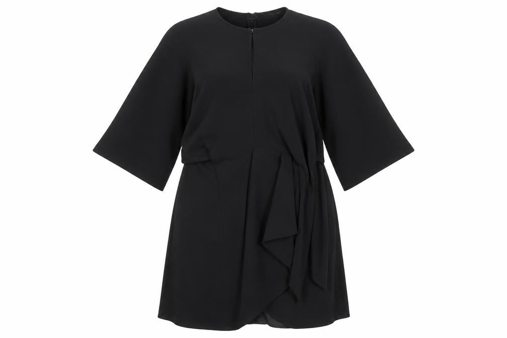 Topshop Womens Black Polyester A-Line Size 10 Round Neck Zip