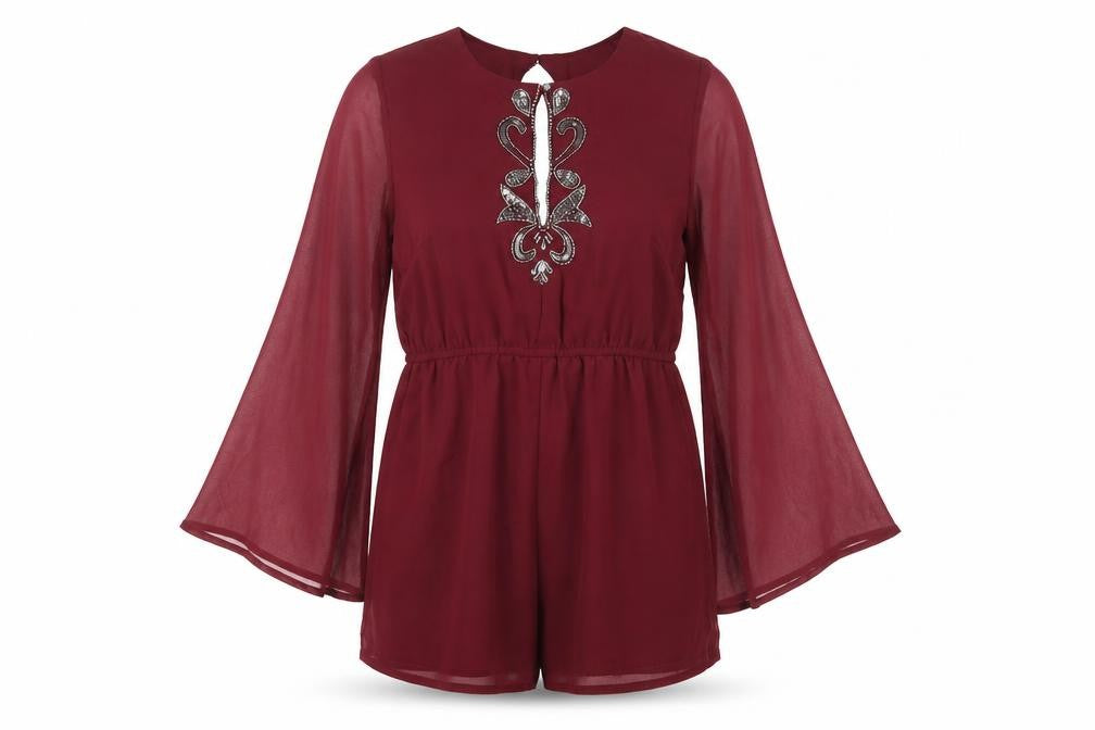 Maya Womens Red Polyester Playsuit One-Piece Size 12 L30 in Button - Open Back