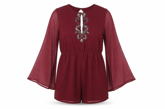 Maya Womens Red Polyester Playsuit One-Piece Size 12 L30 in Button - Open Back