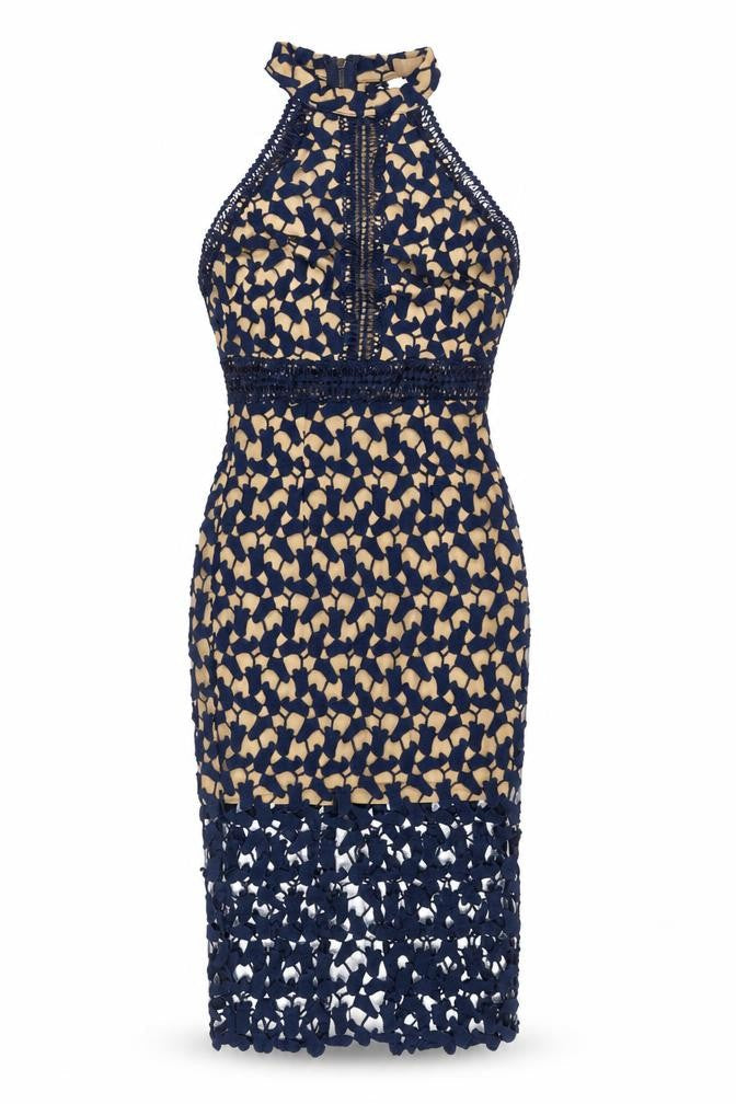 Love Triangle Womens Blue Polyester Sheath Size 8 Halter Zip