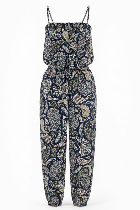 H&M Womens Multicoloured Geometric Polyester Jumpsuit One-Piece Size 10 L26 in Tie