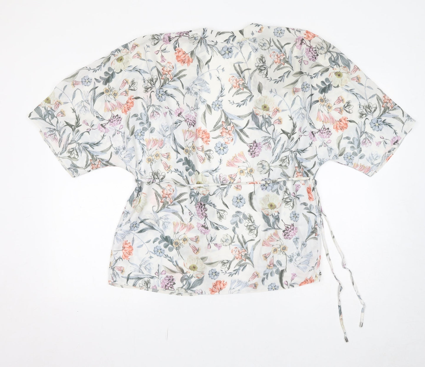 New Look Womens Multicoloured Floral Polyester Kimono Blouse Size 8 V-Neck