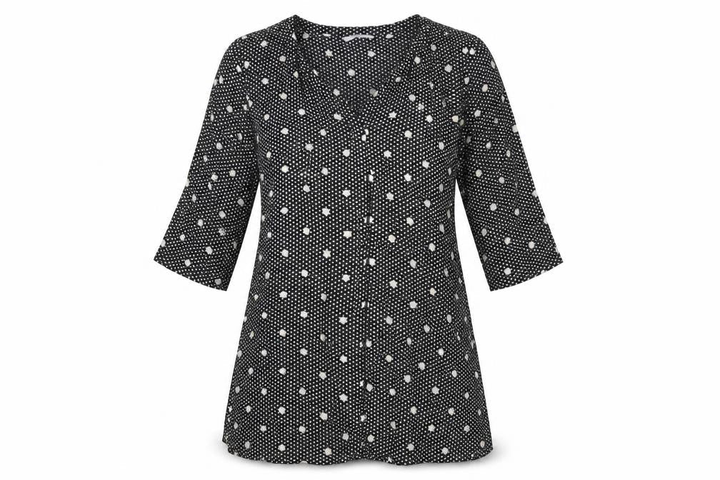 Only Womens Black Polka Dot Viscose A-Line Size 10 V-Neck Pullover
