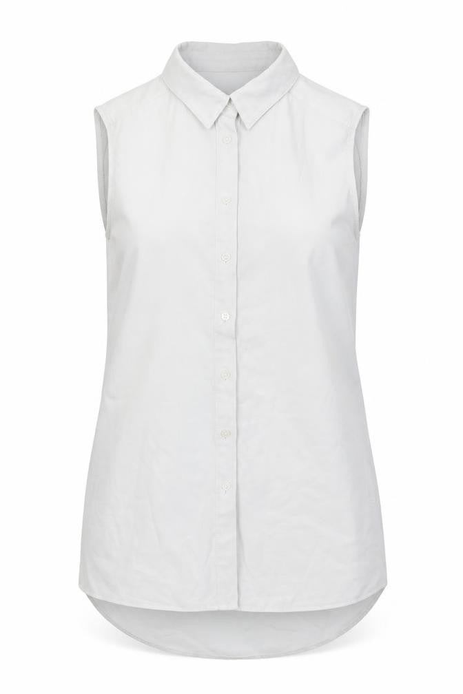 New Look Womens White Polyester Basic Button-Up Size 8 Collared