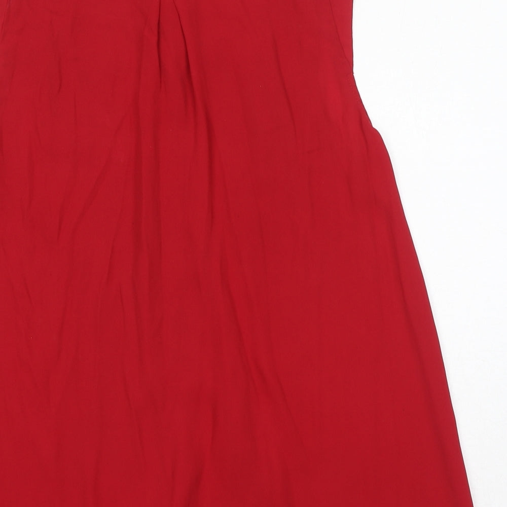 Dorothy Perkins Womens Red Polyester Basic Button-Up Size 12 Collared